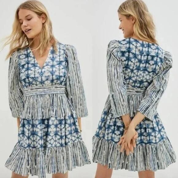ANTHROPOLOGIE Behati Shibori Dress Blue {II6} - Picture 2 of 9
